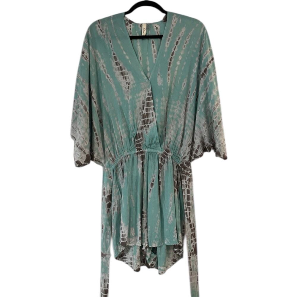 Elan Tie Dye Flowy Romper with Tie Waist - Size Small